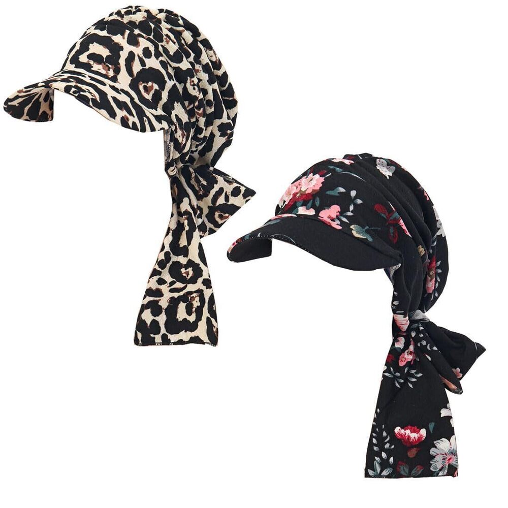 7025 2Pack Cap Chemo Headwear with Scarfs Hair Loss US, Numeric, 6 3/4, 7